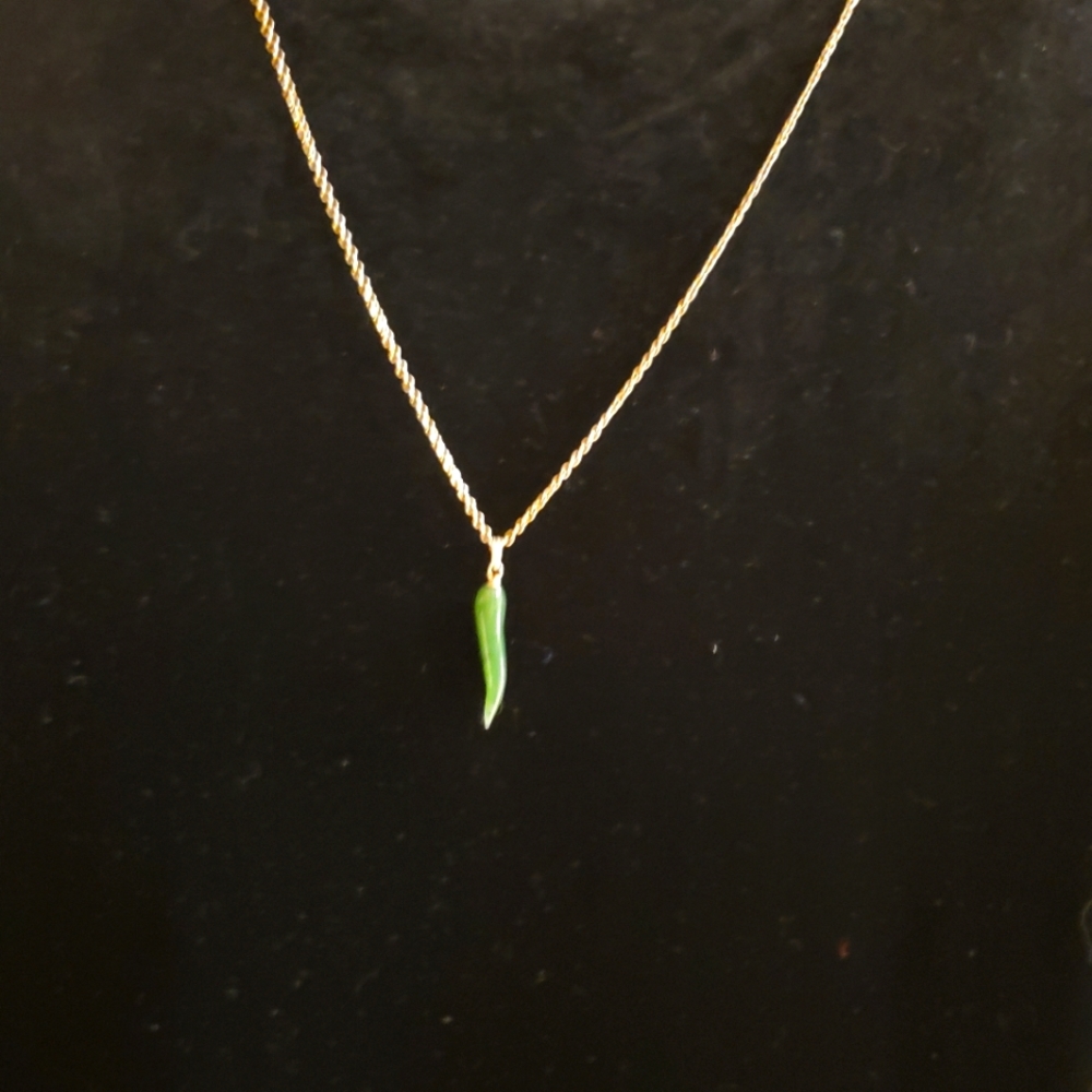 Italian Horn Tooth Amulet green jade fashion pendant 2for$10